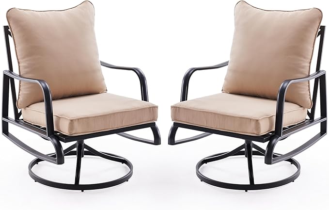 Soohow Patio Furniture Set of 2, Outdoor Swivel and Rocking Patio Chairs with 4" Thick Cushions, Bistro Set for Porch, Balcony, and Backyard