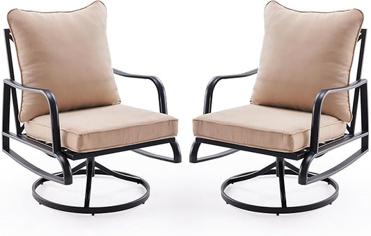 Soohow Patio Furniture Set of 2, Outdoor Swivel and Rocking Patio Chairs with 4" Thick Cushions, Bistro Set for Porch, Balcony, and Backyard