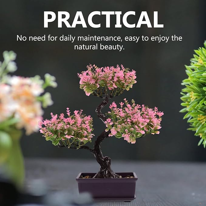 EXCEART Artificial Bonsai Plant Simulation Plants for Home Decor Faux Potted Bonsai Ornament No Maintenance Required for Office and Spaces