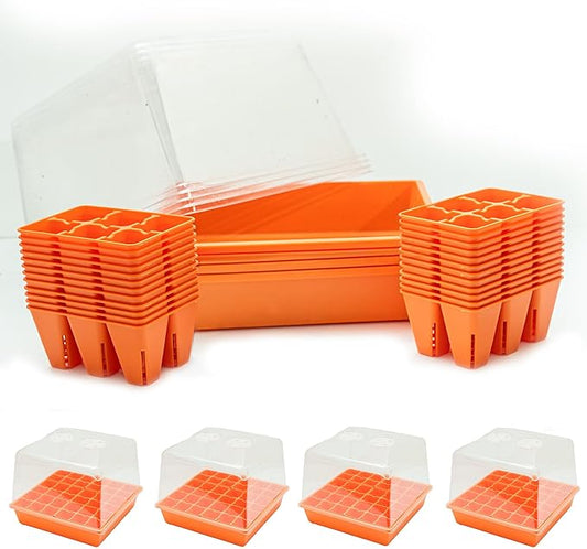 Bootstrap Farmer Countertop Seed Starter Kit in Orange, Reusable 1010 Tray Bundle with Inserts and Humidity Dome