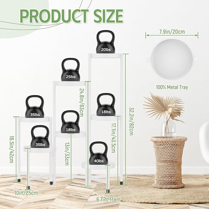 iDavosic.ly Plant Stand Indoor Outdoor, 7 Tier Corner Metal Flower Display Holder Shelf, Folding Tall Orchid Rack for Patio Balcony Porch Garden Living Room House, White