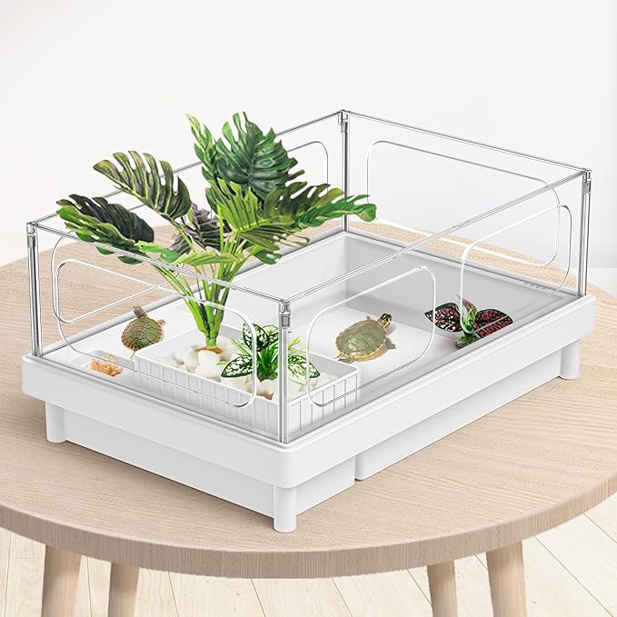 Reptile Artificial Plants, Terrarium Plants Decorations Supplies, Aquarium Fish Tank Plant, Amphibian Habitat Hideout Tank Accessories(L Set-3pcs/A)