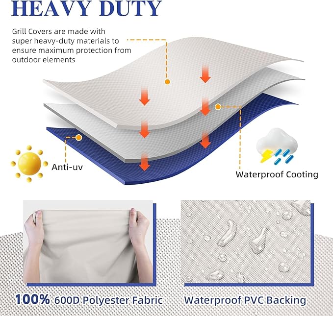 59" Grill Cover for Outdoor Grills Waterproof Fade Resistant Heavy Duty BBQ Covers, All Weather Protection Gas Grill Cover for Weber, Genesis, Charbroil