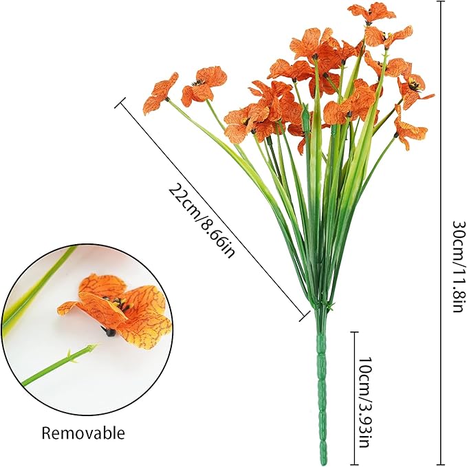 Uieke 72 Bundles Artificial Fall Flowers for Outdoors UV Resistant No Fade Faux Autumn Plants for Outside Home Garden Wedding Party Fall Décor (Orange)