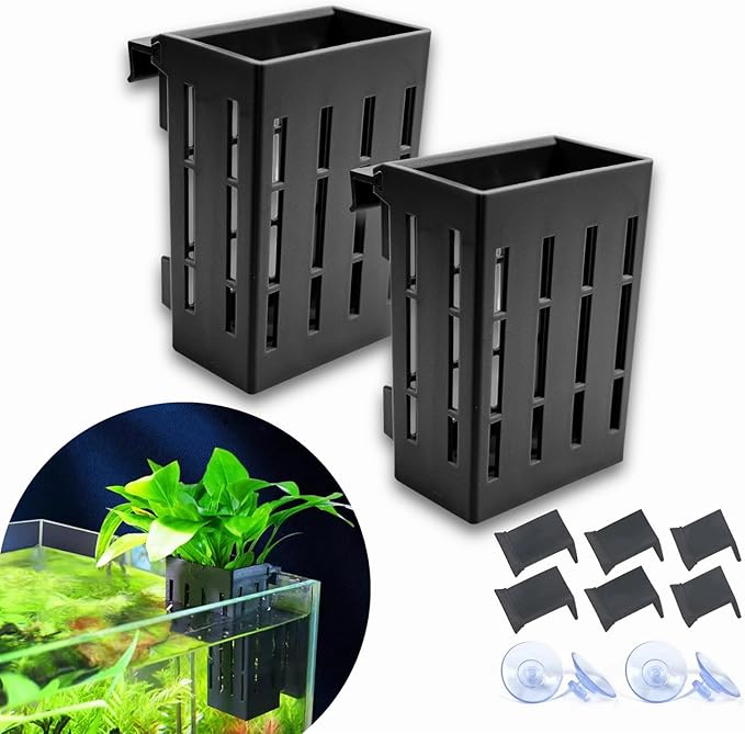 2 PCS Aquarium Plant Holder Top Hanging Fish Tank Plant Pot Aquarium Planter Cups for Water Feature Decoration