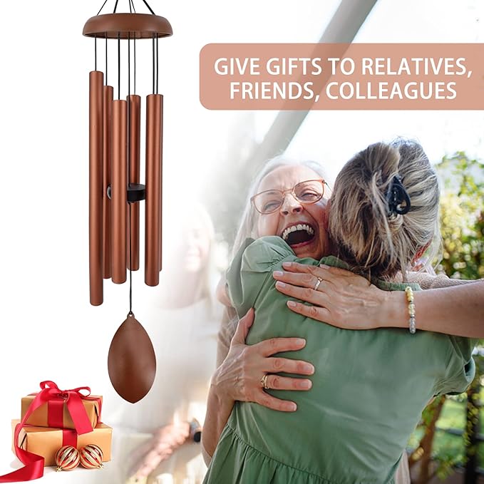 ASTARIN Wind Chimes for Outside Deep Tone,36 Inch Windchime Outdoors，Chimes for Outdoors,Sympathy Wind Chimes Memorial for Mom Dad，Red Copper