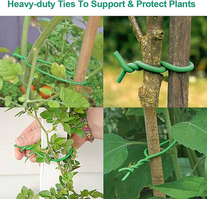 Soft Plant Ties, Garden Ties TPR Flexible Durable Heavy Duty Twist Wire for Twine Tomato Branches Vines and Tying Up Cable Wires (Green) (50ft, 0.2in)
