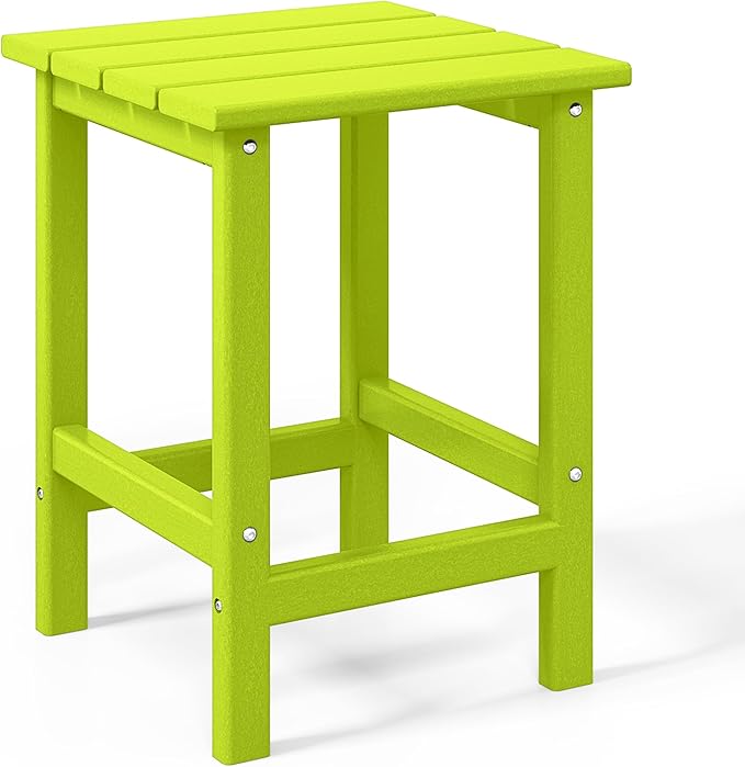 WO Home Furniture Adirondack Chairs Table Set of 3 PCS Outdoor Folding Chairs Side End Table Weather/UV Resistant for Lawn, Garden, Bon Fire, Balcony (Lime)