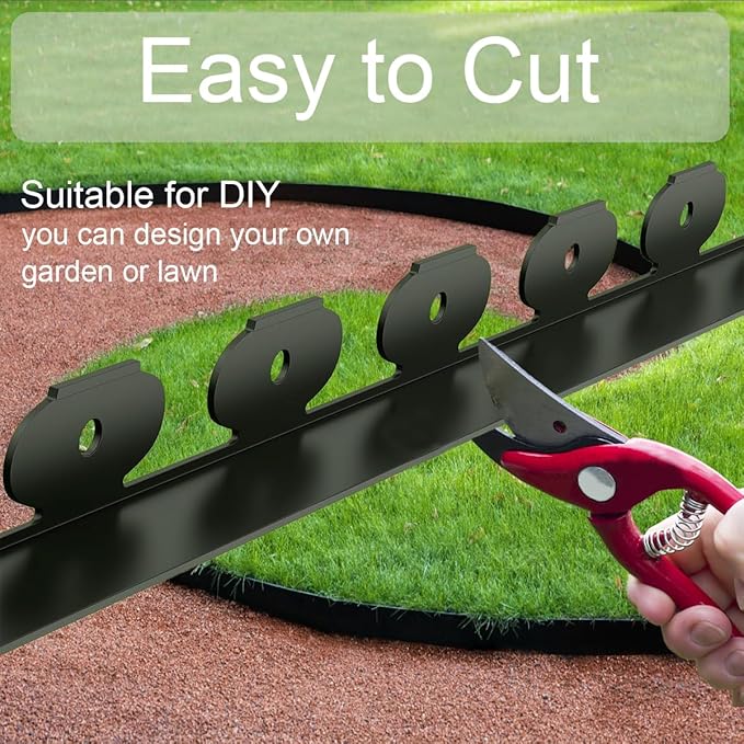Landscape Edging, 33ft x 4inch Tall Plastic Garden Edging Border with 30 Spikes, Lawn Edging for Landscaping Flower Bed, Yard, Patio-Black
