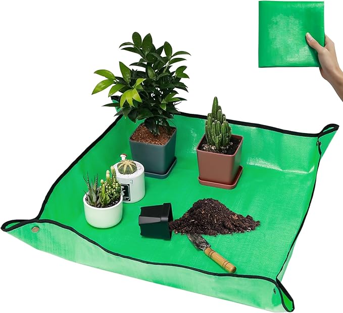 30" x 30" Repotting Mat for Transplanting & Potting Soil Mess Control, Waterproof Plant Potting Mat, Succulent Orchid Potting Tray for Plant Pots, Gardening Gifts Bonsai Tools