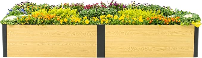 Woodgrain Series Raised Garden Bed, 2' x 8' Outdoor Wooden-Look Metal Planter Box for Gardening Vegetables Flowers Herbs