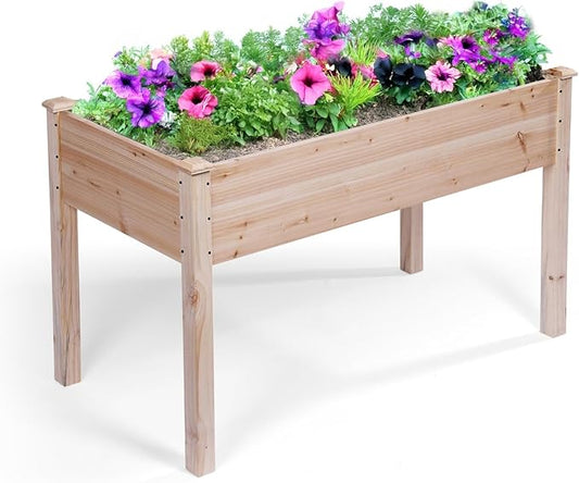 Backyard Expressions Wooden Raised Garden Bed | 48" x 24" x 30" Elevated Planter Box with Included Bed Liner | Outdoor Vegetable, Flower, and Herb Gardening