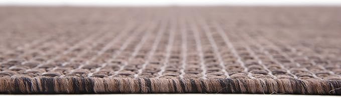 Unique Loom Collection Casual Transitional Solid Heathered Indoor/Outdoor Flatweave Area Rug (7' 1" x 10' Rectangle, Light Brown/Ivory)