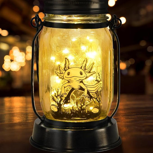 Axolotl Gifts for Women/Men/Kids Axolotl Solar Lanterns Mom Grandma Birthday Present Lantern Memorial Lights Solar Garden Decoration Outside for Yard, Patio,Backyard,Porch Torches