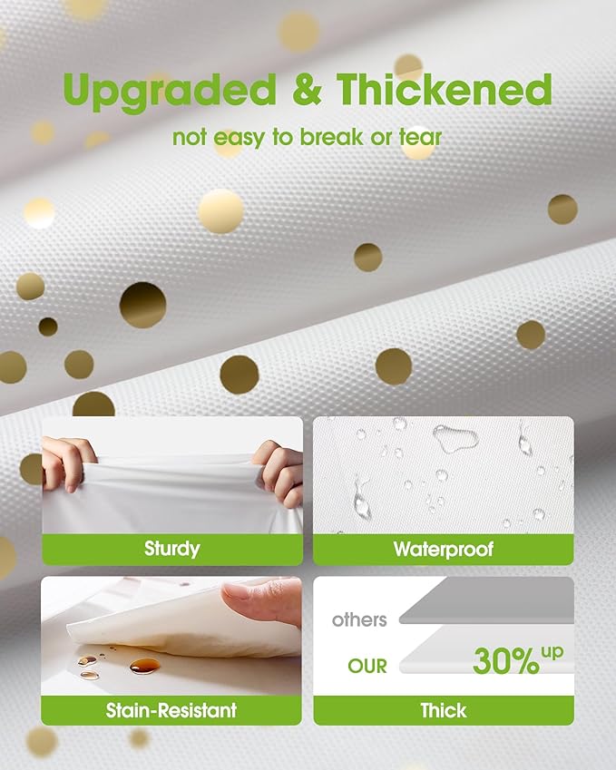 Pureegg Plastic Table Cloth Disposable 8 Pack, 54 x 108 Inch, Table Runner Style, Graduation Decorations 2025, Party Tablecloths, Rectangle, Plastic Cover, Leakproof & Sturdy, White Gold