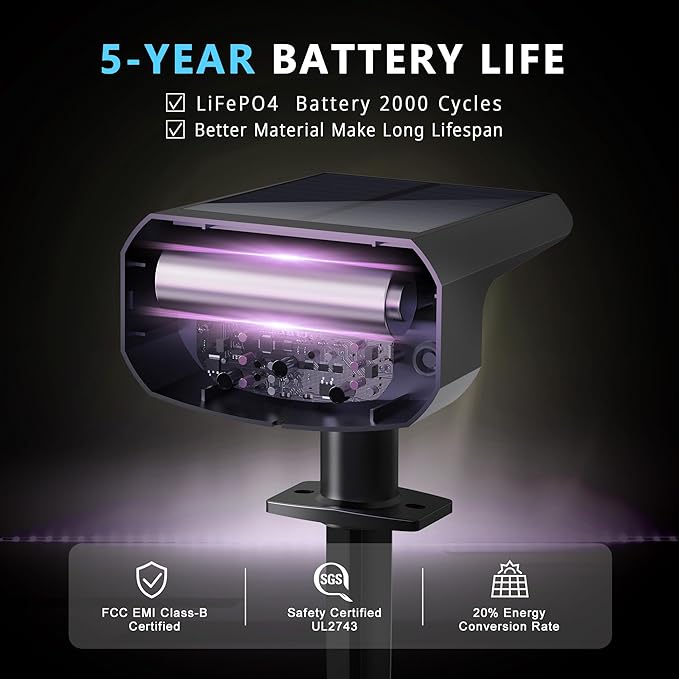 Color Changing Solar Spot Lights Outdoor Waterproof IP65,9 Lighting Modes Multicolor RGB Halloween Spotlight for Porches Yard Gardens Landscape Deconrations-6 Pack