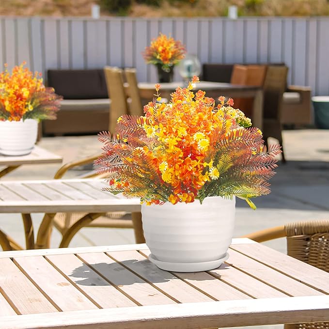 12 Bundles Artificial Fall Flowers UV Resistant Autumn Decorations for Thanksgiving Home Kitchen Room Farmhouse Floral Arrangements Indoor Outdoor