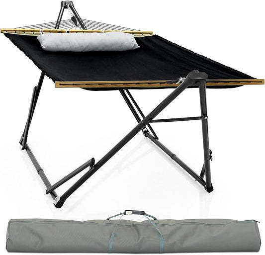 Tranquillo Unity Signature Steel Hammock Stand – 800 lbs Heavy-Duty Frame with Smooth, Noiseless Swing, Pre-Assembled for Quick Setup, Perfect for Indoor & Outdoor Relaxation; Black