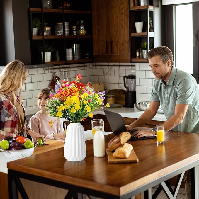 36 Bundles Artificial Plants Flowers Outdoor Spring Decoration Faux Flowers for Outdoor Planters Fake Wildflowers Faux Flowers Bulk for Hanging Planter Home Wedding Spring Summer Decor