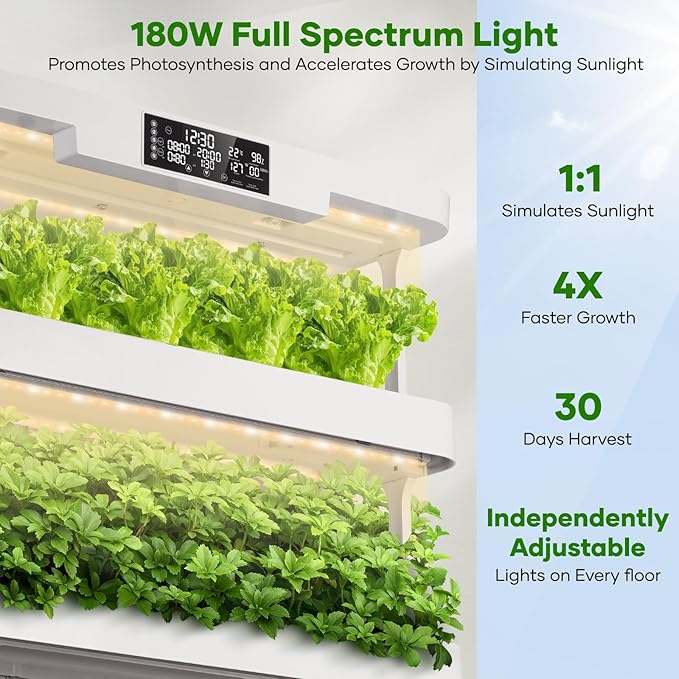5-Tier Indoor Hydroponics Growing System Kit,Automatic Water Circulation & Full Spectrum LED Grow Light,Indoor Garden Kit with 76 Grow Sites & 72 Seedling Pods for Home, Herbs, Vegetables