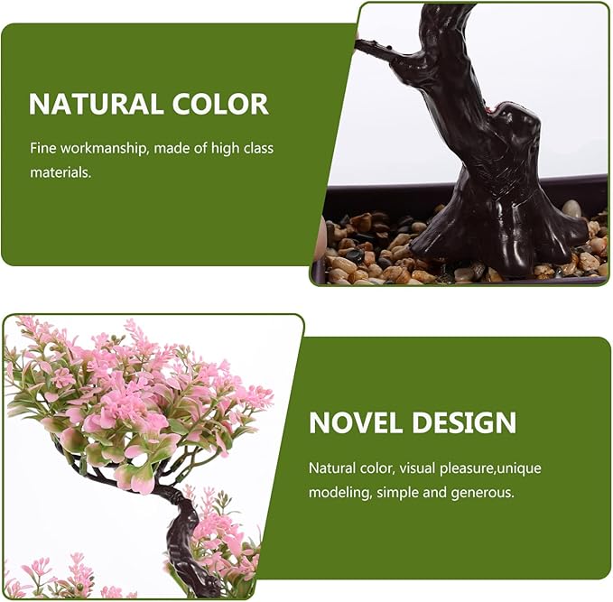 EXCEART Artificial Bonsai Plant Simulation Plants for Home Decor Faux Potted Bonsai Ornament No Maintenance Required for Office and Spaces
