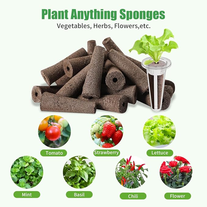101 Pcs Hydroponic Pod Kit for Aero Garden with 80 Grow Sponges, 20 Grow Baskets & 1 Tweezer, Grow Anything Kit Replacement Growth Sponges Seed Pods of Aero Garden hydroponic for Indoor Garden System