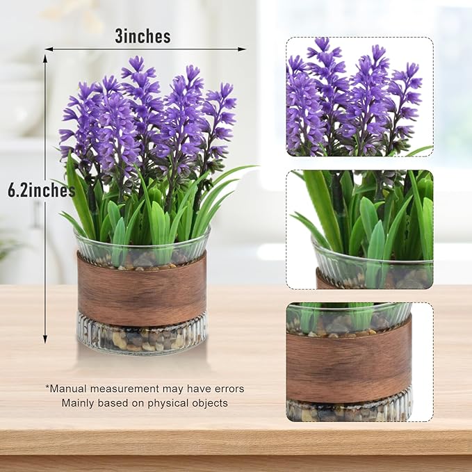 Fake Potted Plants, Mini Fake Plants, Eucalyptus, Lavender Plant in Pot for Table Centerpiece, Shelf Decor, Small Fake Plants for Bedroom Livingroom, Bathroom Decor (Small)