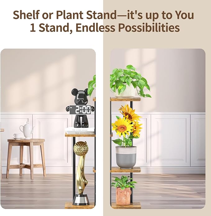 LASZOLA Black 3 Tiered Wood Plant Stand Indoor for Larger Heavy Duty Planter, Sturdy Multi Level Vertical Flowers Racks for Narrow Inside Floor, Decorate Shelving for Hold House Tree, Space Saving