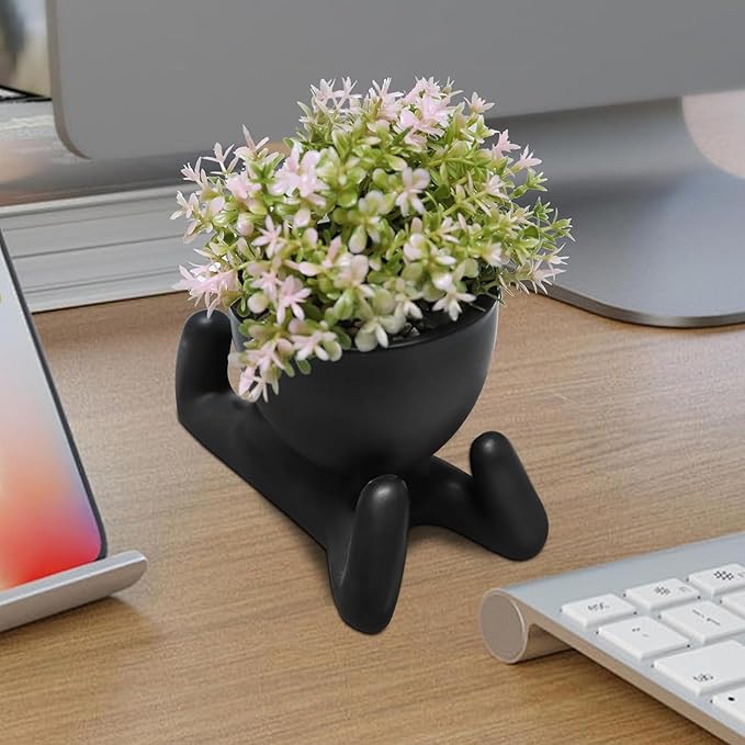 Zerzsy Office Decor for Women and Men, Aesthetic Desk Plant Decor for Office and Home, Potted Small Fake Plants for Indoor Decoration - Set of 1