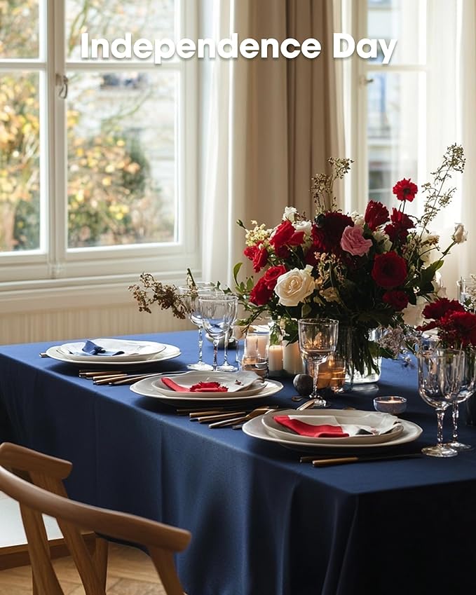 Pureegg Plastic Table Cloth Disposable 8 Pack, 54 x 108 Inch Table Cloths, Graduation Decorations Class of 2025, Graduation Party, Tablecloths, Rectangle, Plastic Cover, Leakproof & Sturdy, Navy Blue