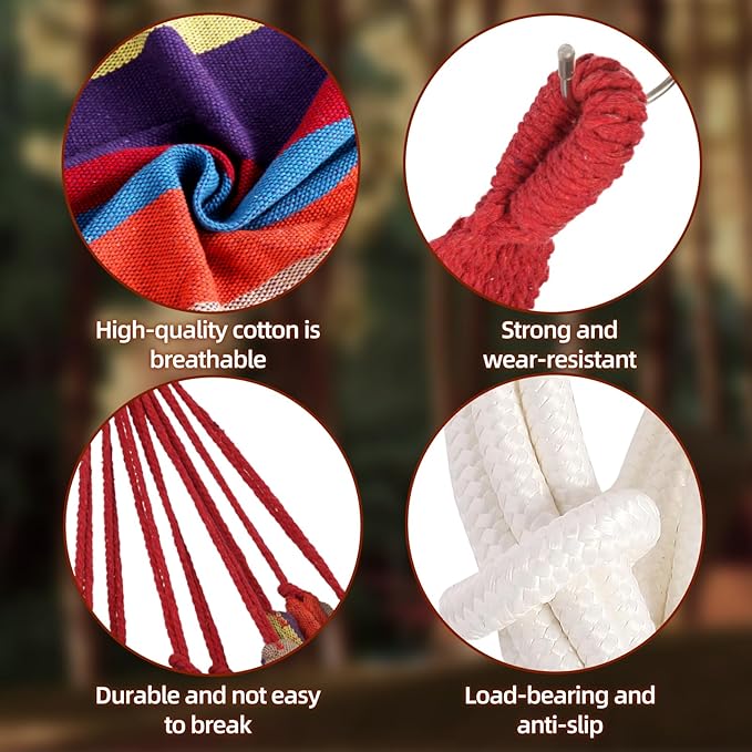 Camping Hammocks for Backyard Hanging Sturdy Garden Comfortable Fabric Hammock Indoor Tree Straps Up to 616lbs Weight Capacity with Travel Bag for Camping Portable Outdoor Patio (Blue)