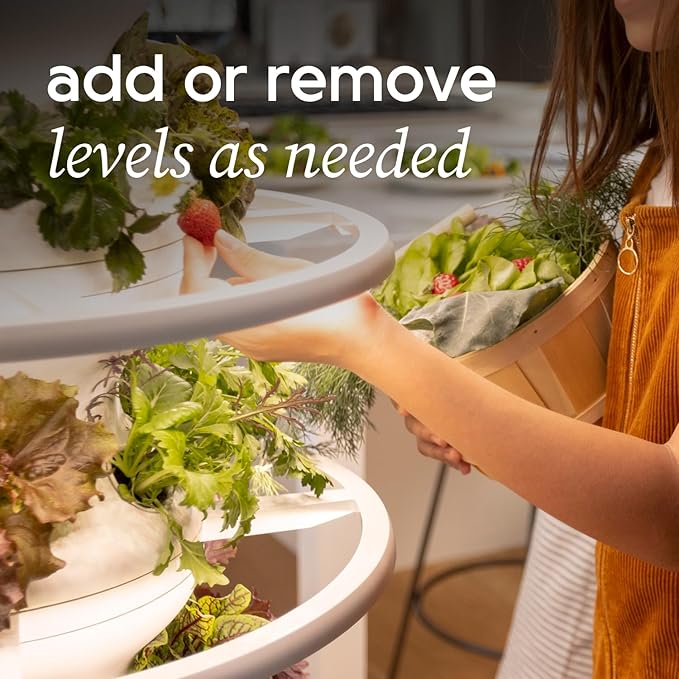 Farmstand Starter Kit with Glow Rings and 18 Seedling Credits | Small Hydroponic Growing System Kit | Vertical Garden Planter Tower | 4ft 3in Tall