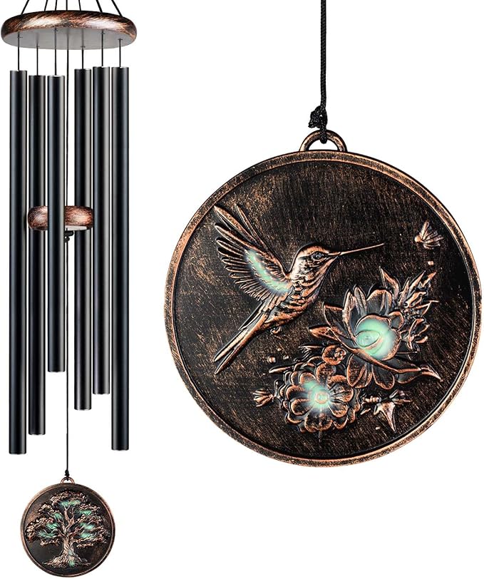 Large Wind Chimes for Outside, 48" Vintage Hummingbird Deep Tone Wind Chime Outdoor Clearance with Heavy Tubes, Patio Porch Balcony Decoration, Garden Hanging Decor Gifts for Women Men