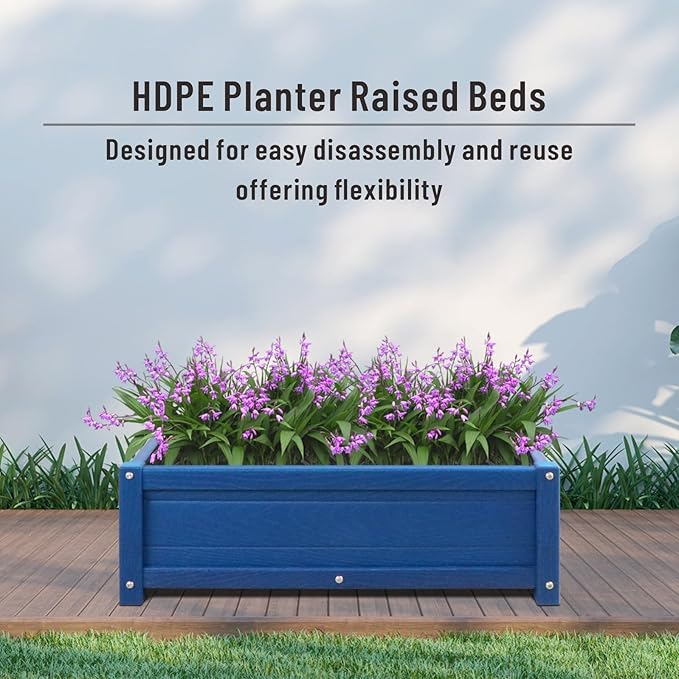 HDPE Raised Garden Beds Outdoor,Rot-Resistant and Non-Cracking,Outdoor Planter Boxes Rectangle with Drainage Holes for Yard,Lawn Navy