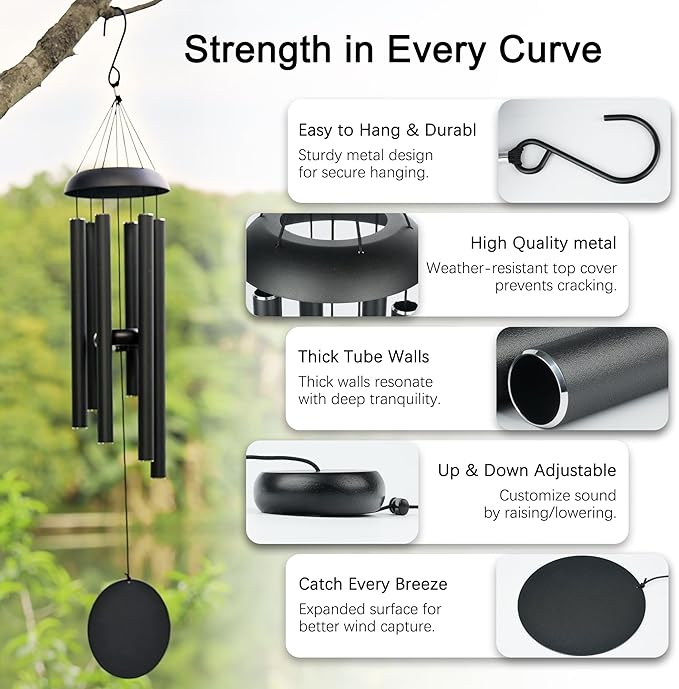 Memorial Wind Chimes for Outside Deep Tone 32" Windchimes Outdoors Decor Sympathy Wind Chimes for Loss of Loved One with Wind Catcher for Garden Patio Balcony and Home Best Gift