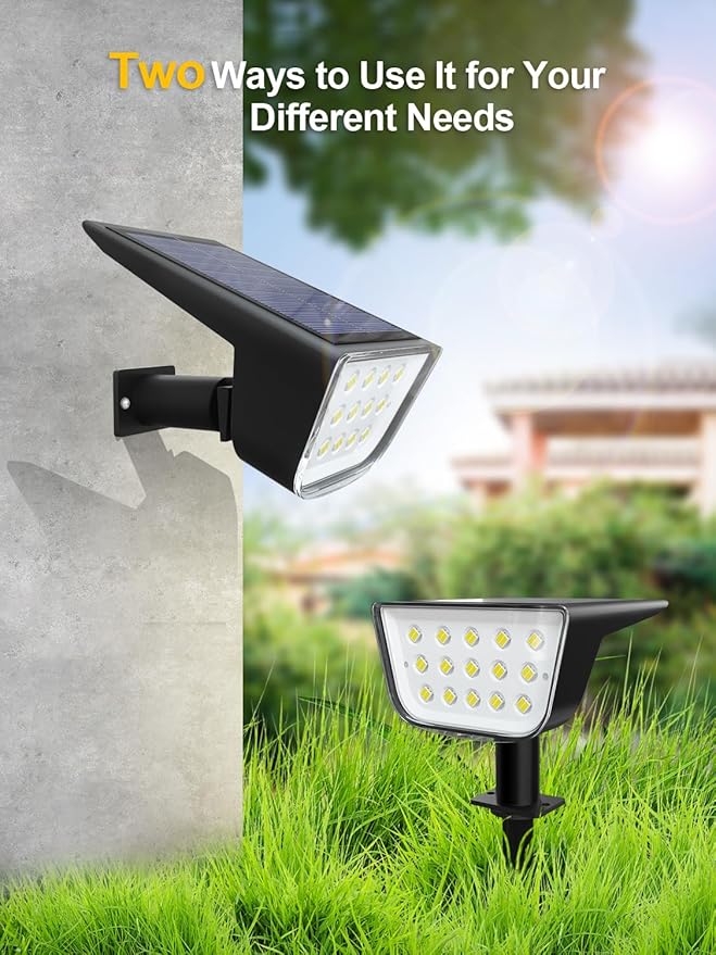 Solar Spot Lights Outdoor, Ultra Bright Solar Garden Lights Warm White, IP68 Waterproof Landscape Spotlights, 800LM 2700K for Yard Garden Wall Driveway, 4 Pack