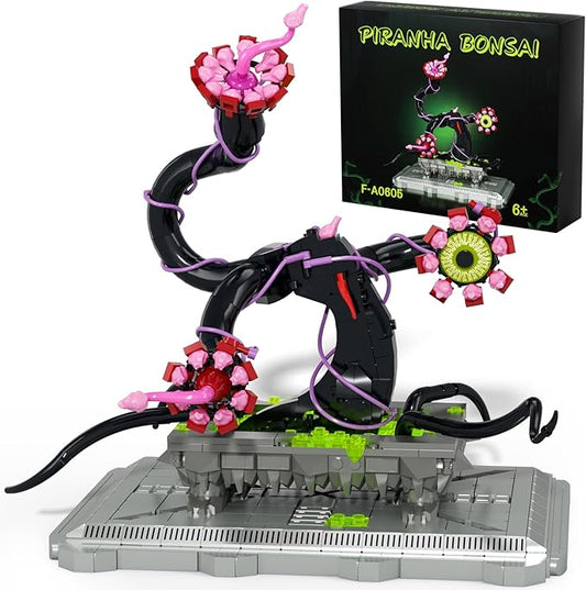 Botanicals Piranha Plant Bonsai Building Set, Horrors Flower Cannibal with Evil Eyes Toothy Petal, Collectible Evil Eye Decor, Halloween Birthday Gifts for Adult, Kids 6+(660 PCS)