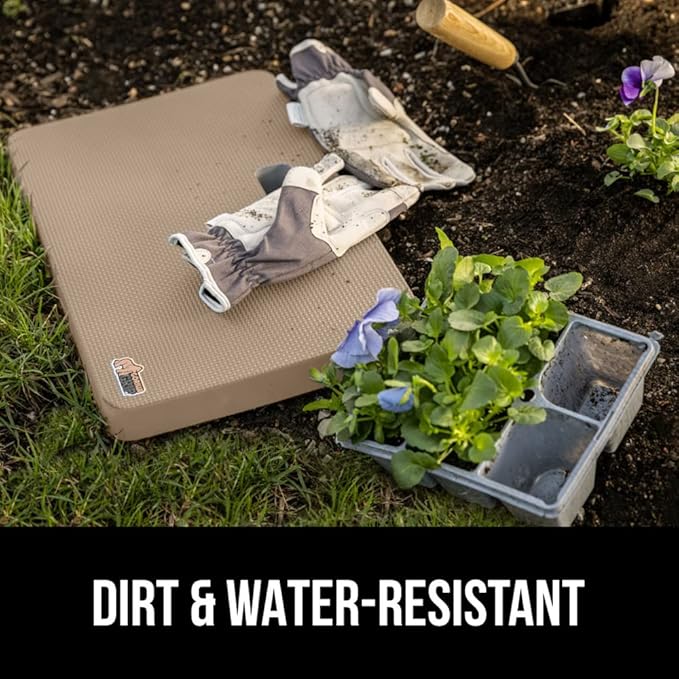 GORILLA GRIP Extra Thick Patent Pending Garden Kneeling Pad, 17.5 x 11 Inch Supportive Soft Foam Knee Cushioning for Gardening, Water Resistant, Bathing Baby, Working Supplies Lightweight 2 Pack Beige