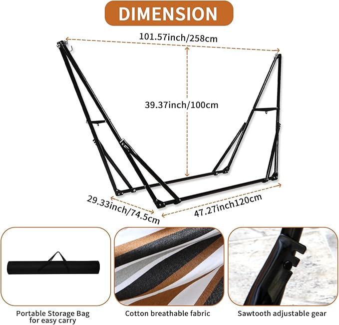 Hammock with Foldable Steel Stand,Frabic Tension Adjustable,Carrying Bag Included, 616 lbs Weight Capacity, Portable Suitable for Outside Garden Yard Outdoor Inhouse Cyan