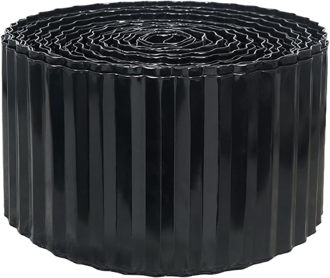 Corrugated Metal Garden Edging, 6"×100Ft Landscape Edging Border for DIY Lawn, Flower Bed and Garden, Flexible Bender Border for Lawn and Yard, Sturdy Galvanized Garden Edging Border, Black