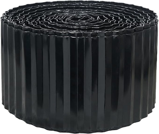Corrugated Metal Garden Edging, 6"×100Ft Landscape Edging Border for DIY Lawn, Flower Bed and Garden, Flexible Bender Border for Lawn and Yard, Sturdy Galvanized Garden Edging Border, Black