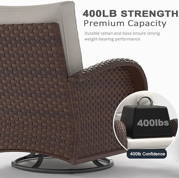 LayinSun 9 Pieces Outdoor Patio Furniture Set, Rattan Wicker Sectional Swivel Rocker Chairs Sets