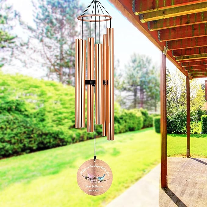 Personalized 20th 50th Anniversary Wind Chime, 36inch Happy Wedding Valentine's Day Gift for Wife Husband Men Women Sister, Golden Anniversary Keepsake Decorations for Parents Couples