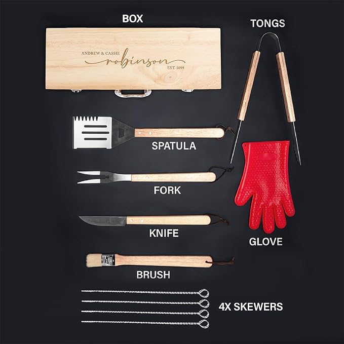 Personalized Grill Set for Housewarming Gifts for Couple & Family, New Homeowners, Barbeque Grill, 11 pc Grill Accessories, BBQ Grill, Realtor Closting Gifts, New Apartment Gifts, New Home Gifts