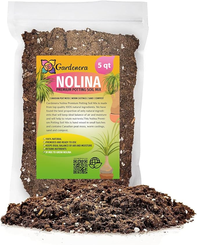 Premium Nolina Plant Soil Mix by Gardenera - Stimulate Growth and Elevate Unique Beauty with Nourishing Formula - 5 Quart