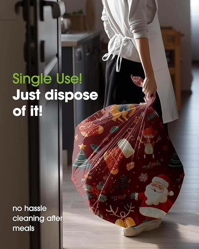 Pureegg Plastic Table Cloth Disposable 8 Pack, 54 x 108 Inch Rectangle Tablecloths, Sturdy Leakproof Plastic Covers for Party, Picnic, Wedding, Winter & Xmas Decoration, Christmas Red