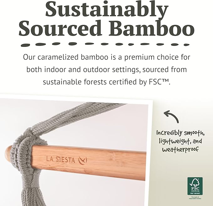 LA SIESTA - XL King Habana Cotton Hammock Chair & Romano Steel Stand - Indoor/Outdoor Hanging Chair Swing for Bedroom, Porch, Balcony - Boho Flamingo