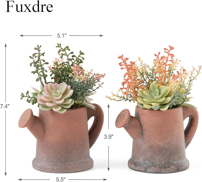 2-Pack Artificial Succulent Plants in Vintage Pots - Waterproof Fake Plants for Home Office Desk Decor - Low Maintenance Indoor Greenery for Bathroom Shelf Table