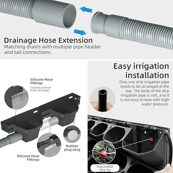 Self Watering Wall Planter with 36 Pots, Vertical Garden Planter for Indoor Plants, Wall Mounted planters Hanging Flower Herbs Vegetables, Wall Garden for Home (Black with Irrigation)