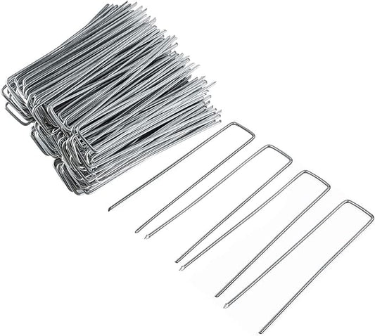 FEED GARDEN 10 Inch 50 Pack Galvanized Landscape Staples 11 Gauge Anti-Rust Garden Stakes Landscaping Fabric SOD Pins Yard Stakes for Weed Barrier Fabric
